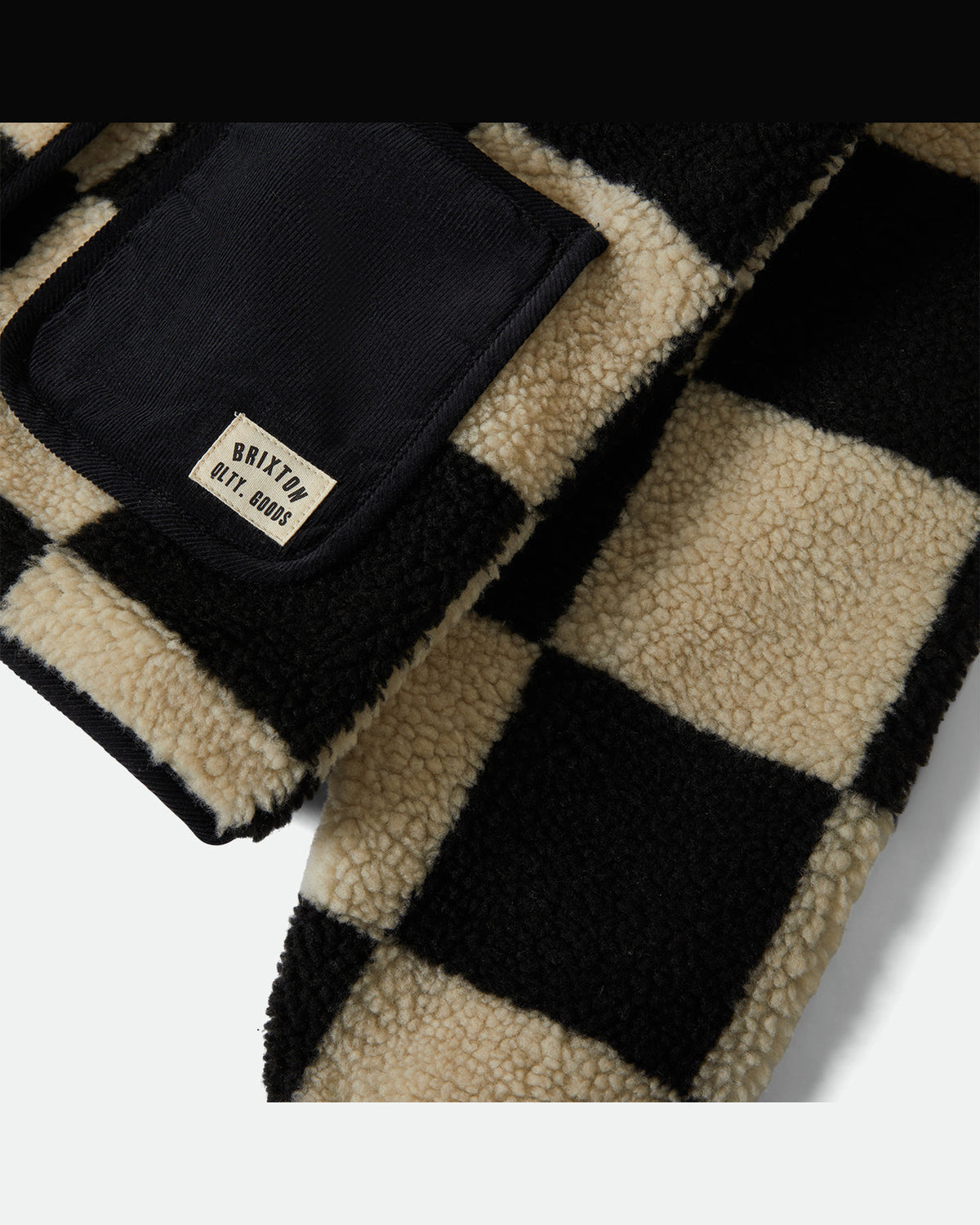 DELILAH SHERPA JACKET - BLACK/NATURAL FINISH LINE CHEC