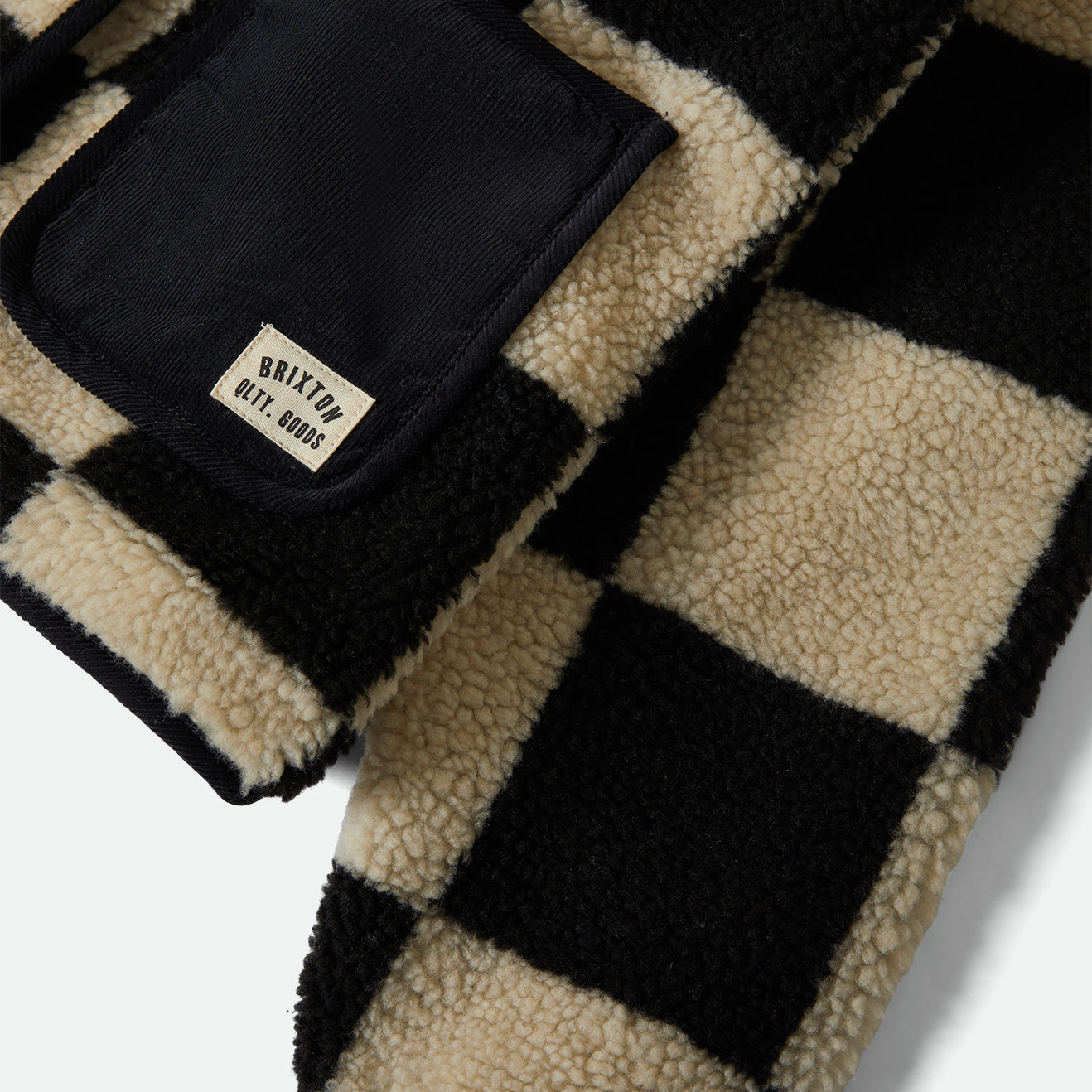 DELILAH SHERPA JACKET - BLACK/NATURAL FINISH LINE CHEC