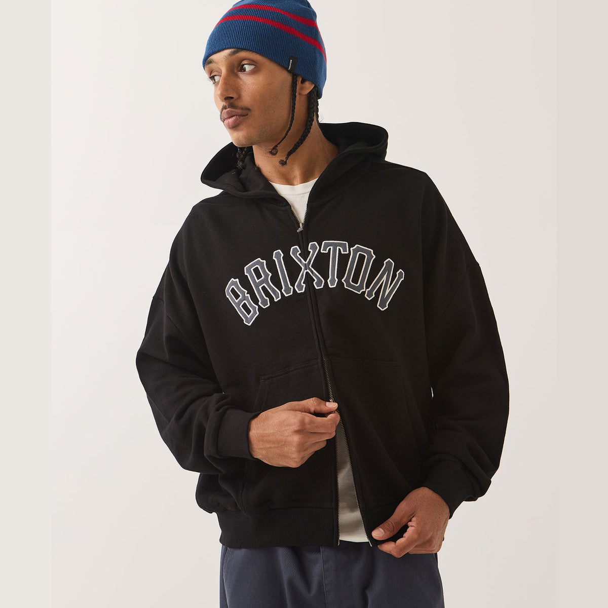 DUGOUT ZIP HOOD FLEECE - BLACK/GREY