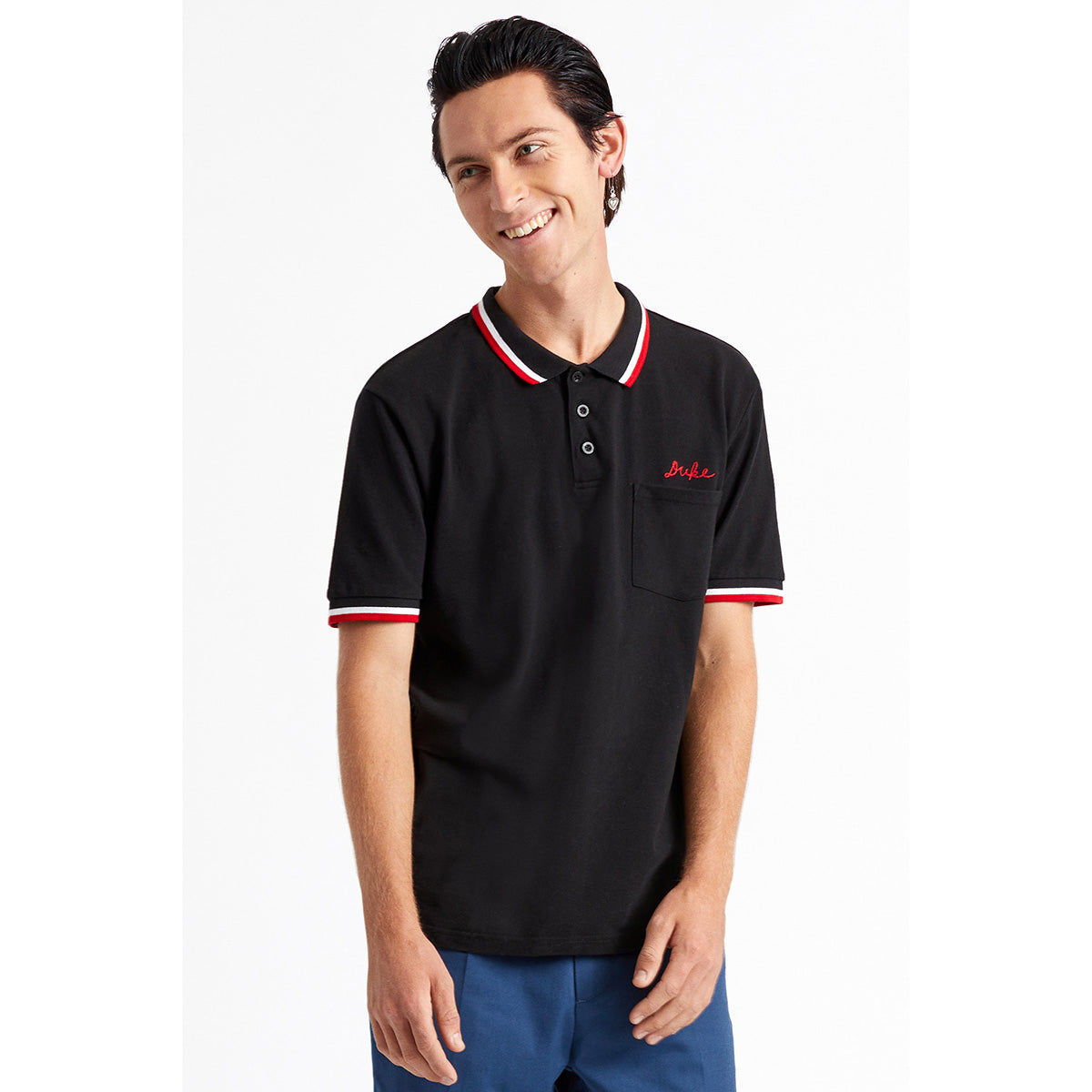 DUKE S/S POLO KNIT - BLACK