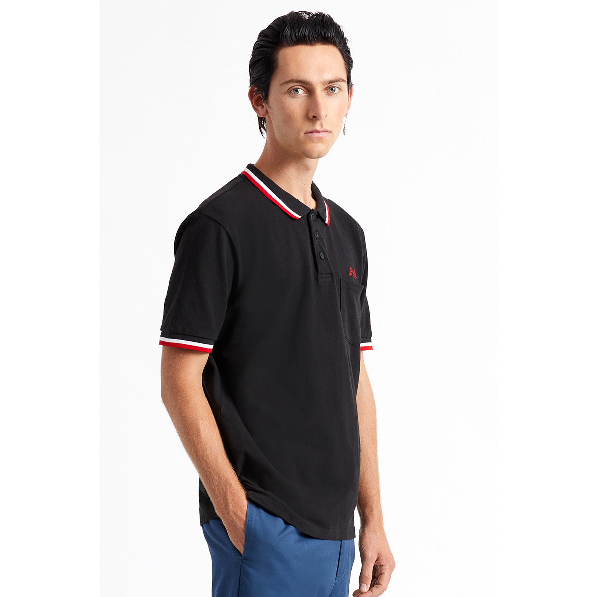 DUKE S/S POLO KNIT - BLACK