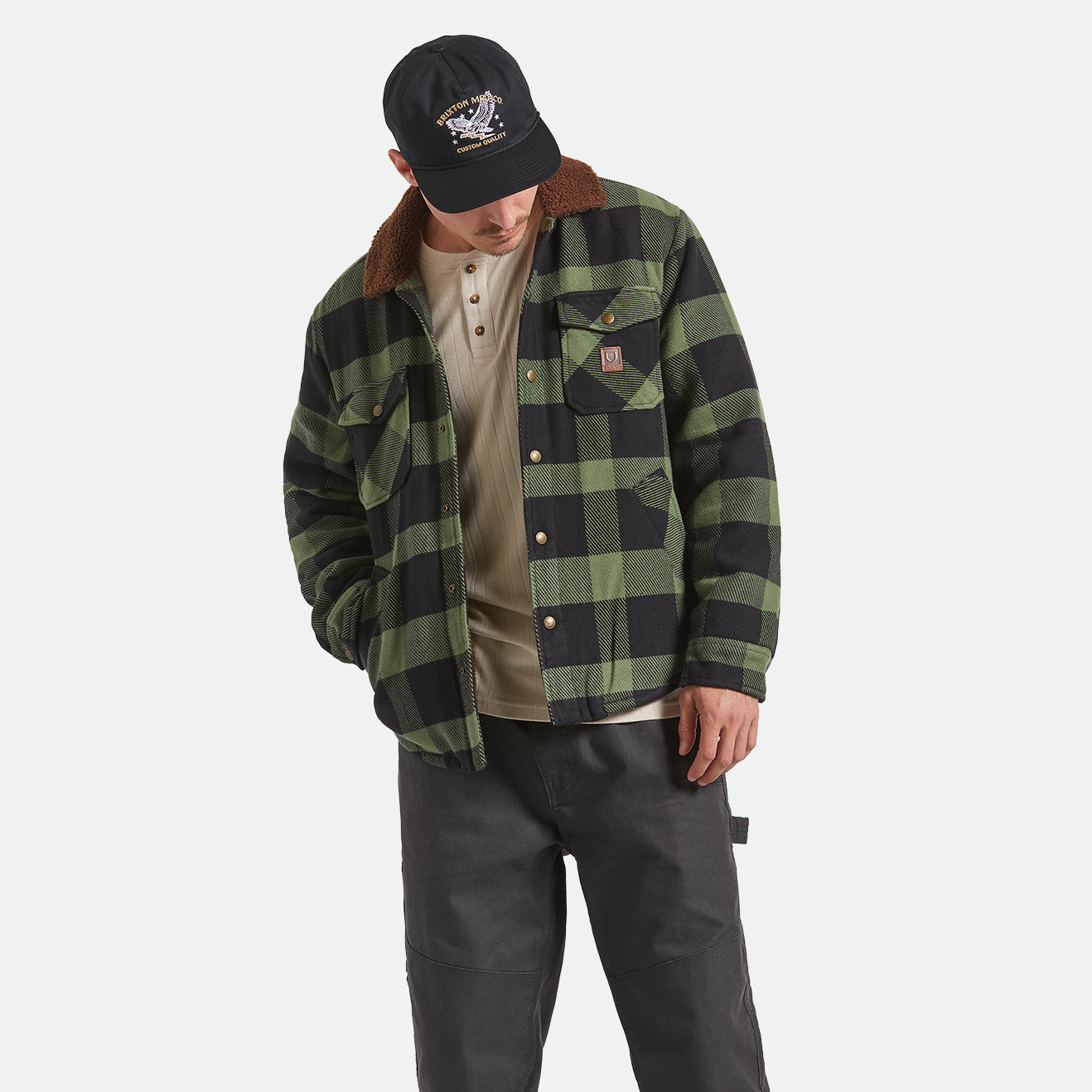 DURHAM LINED JACKET - BLACK/WILD GREEN FLANNEL
