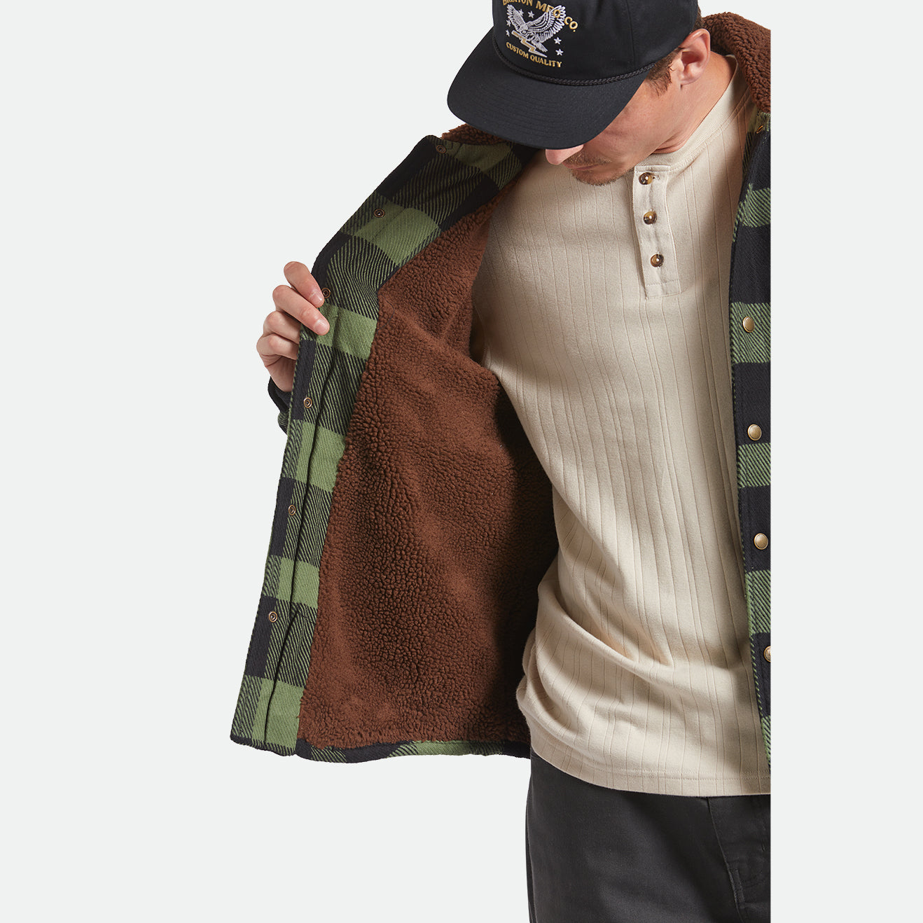 DURHAM LINED JACKET - BLACK/WILD GREEN FLANNEL