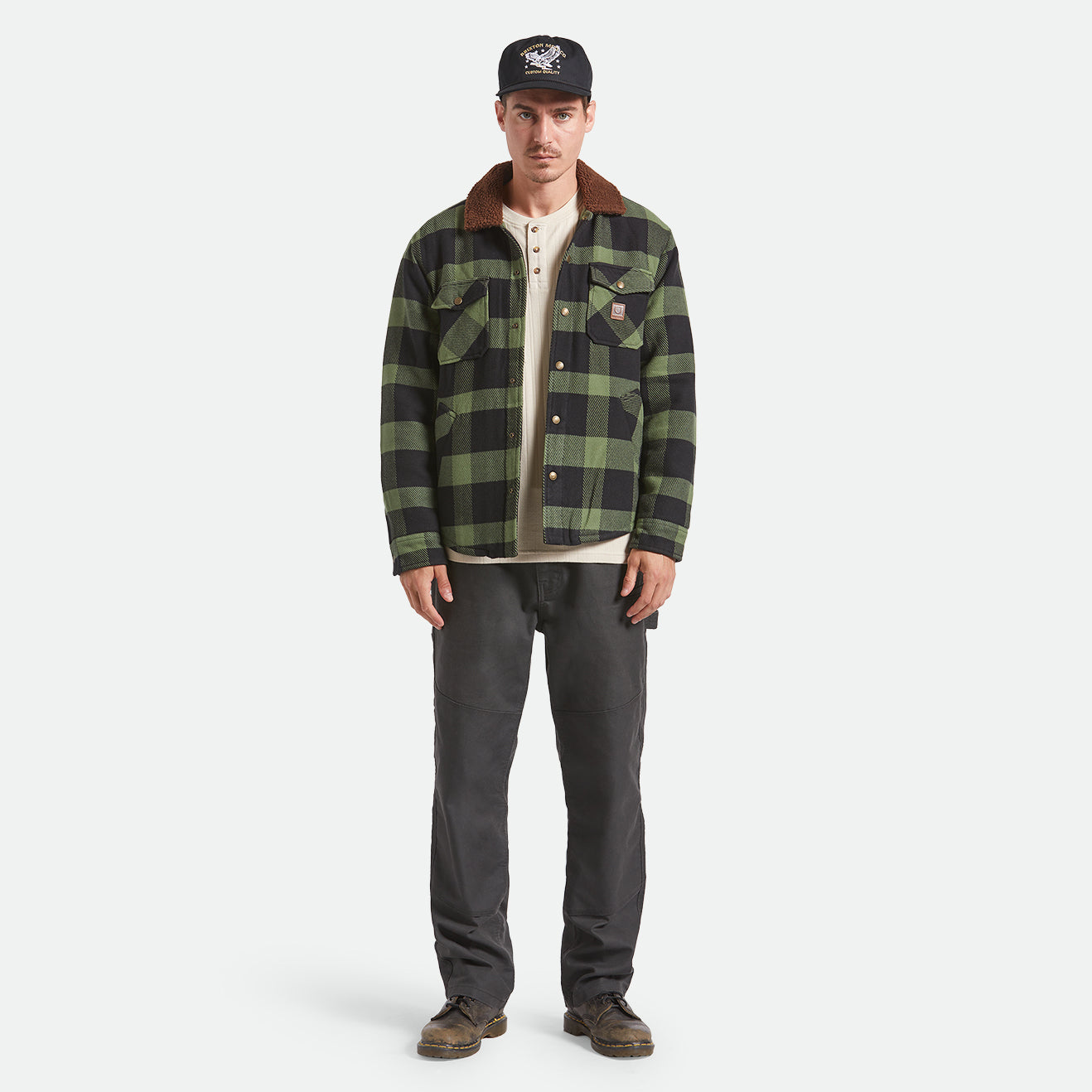 DURHAM LINED JACKET - BLACK/WILD GREEN FLANNEL