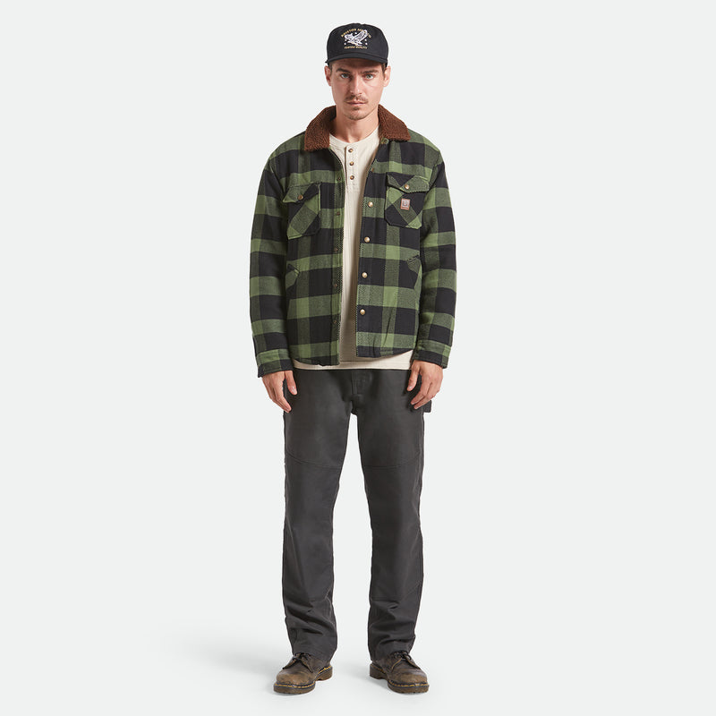 DURHAM LINED JACKET - BLACK/WILD GREEN FLANNEL