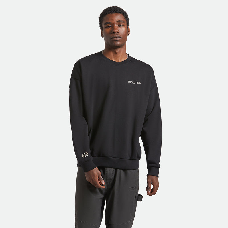 EMBROIDERED HEAVY WEIGHT CREW - BLACK