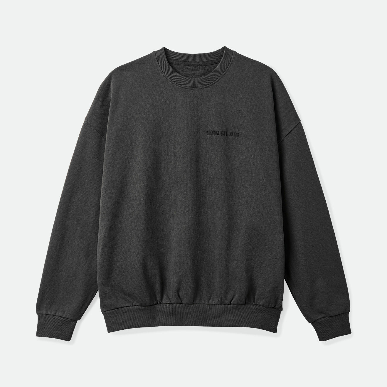 EMBROIDERED HEAVYWEIGHT CREW-WASHED BLACK