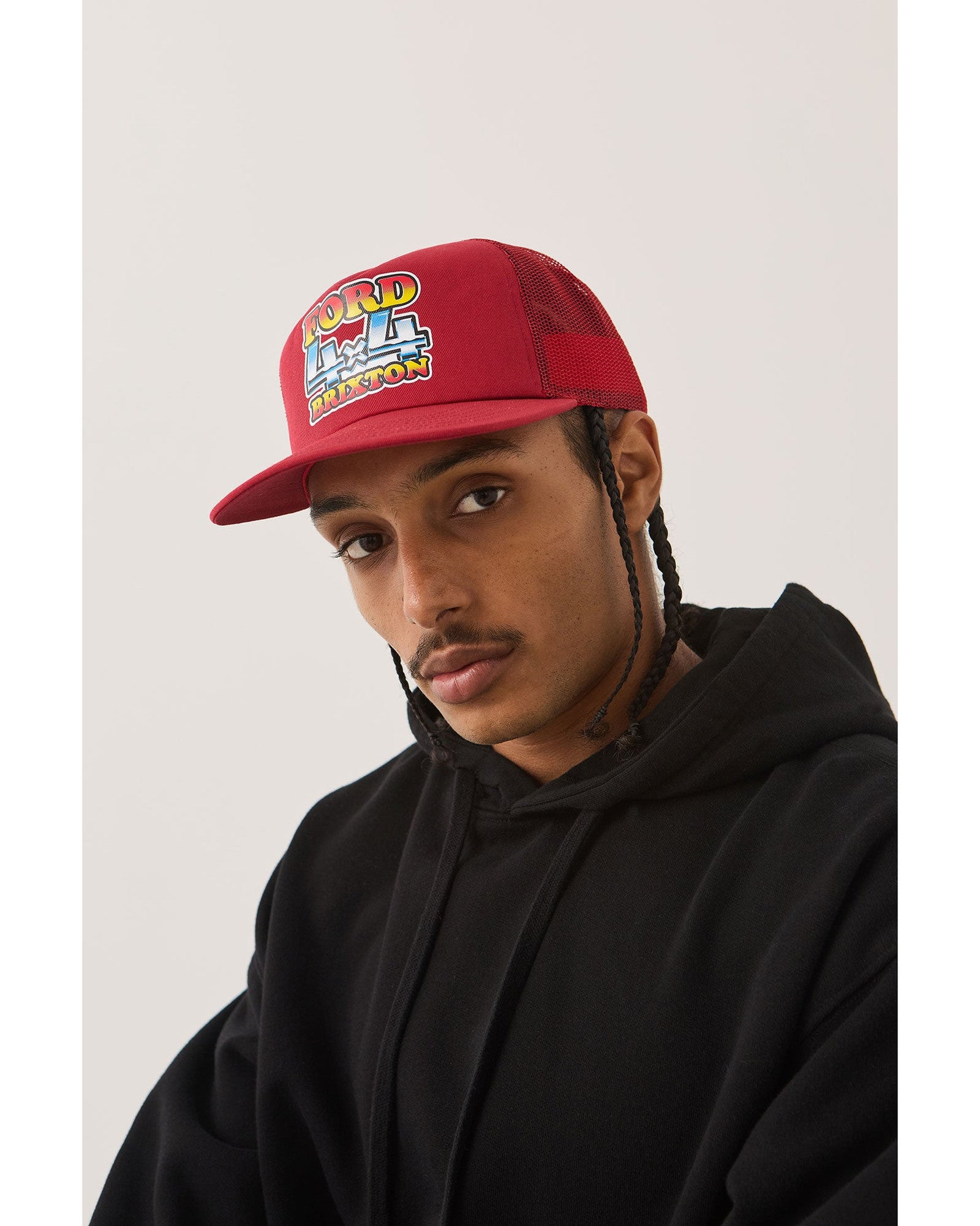 FORD 4X4 CHROME TRUCKER HAT - RANGOON RED