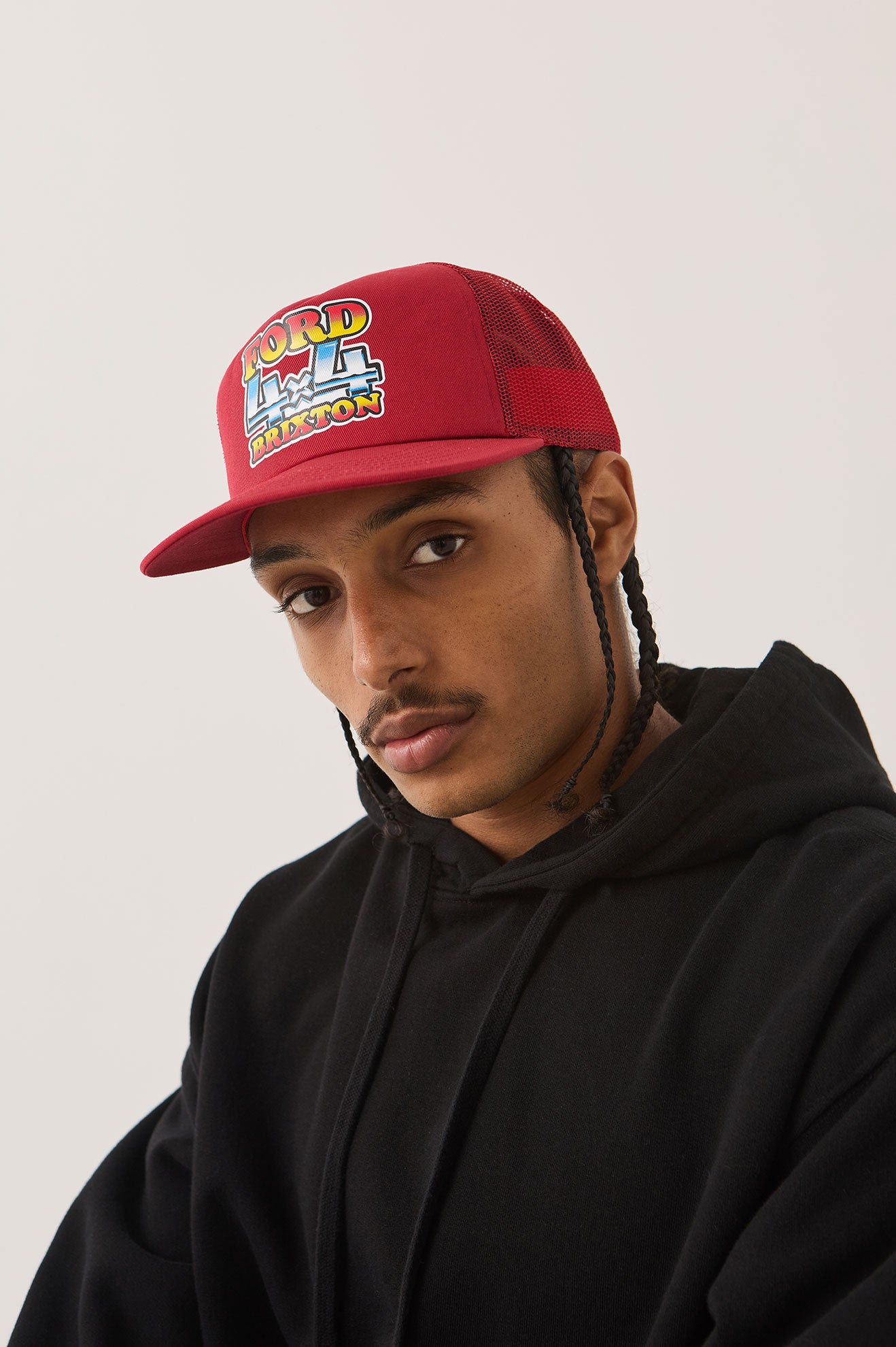 FORD 4X4 CHROME TRUCKER HAT - RANGOON RED