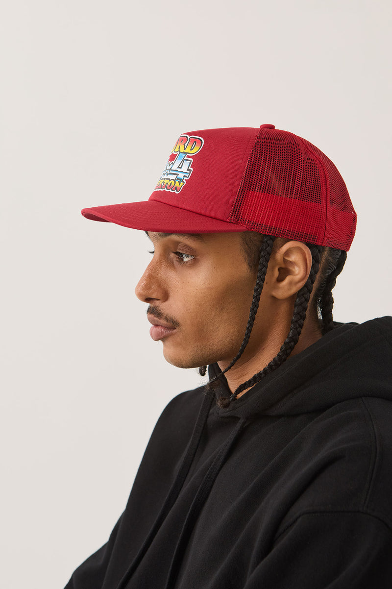 FORD 4X4 CHROME TRUCKER HAT - RANGOON RED