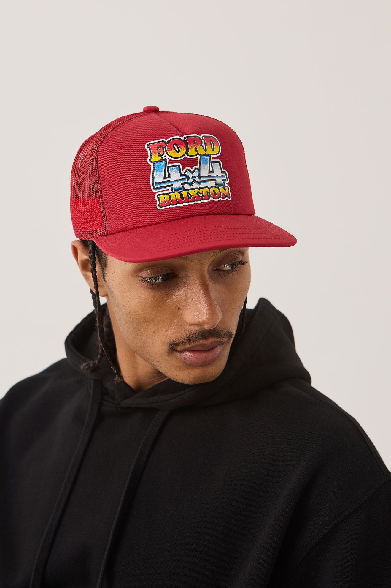 FORD 4X4 CHROME TRUCKER HAT - RANGOON RED
