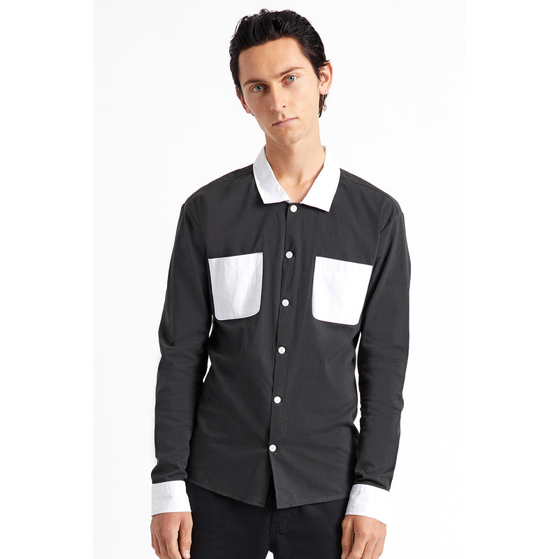 GRAHAM  L/S WVN - BKWHT