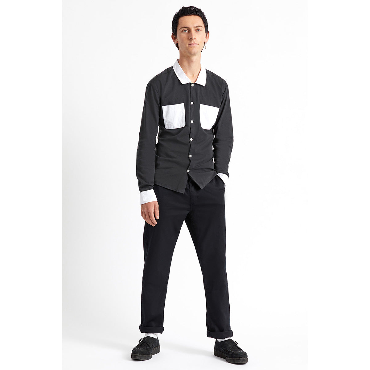 GRAHAM  L/S WVN - BKWHT