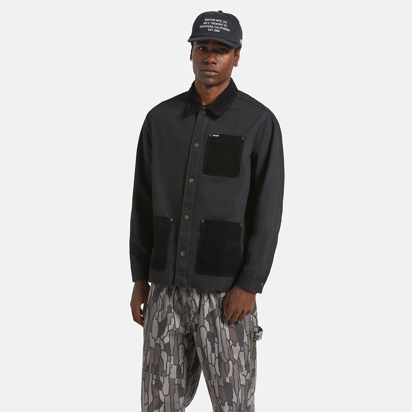 HERRINGBONE LW CHORE COAT - BLACK HERRINGBONE