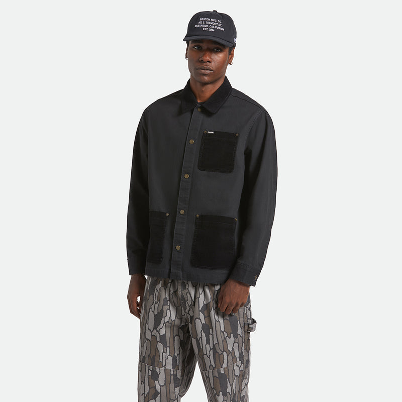 HERRINGBONE LW CHORE COAT - BLACK HERRINGBONE