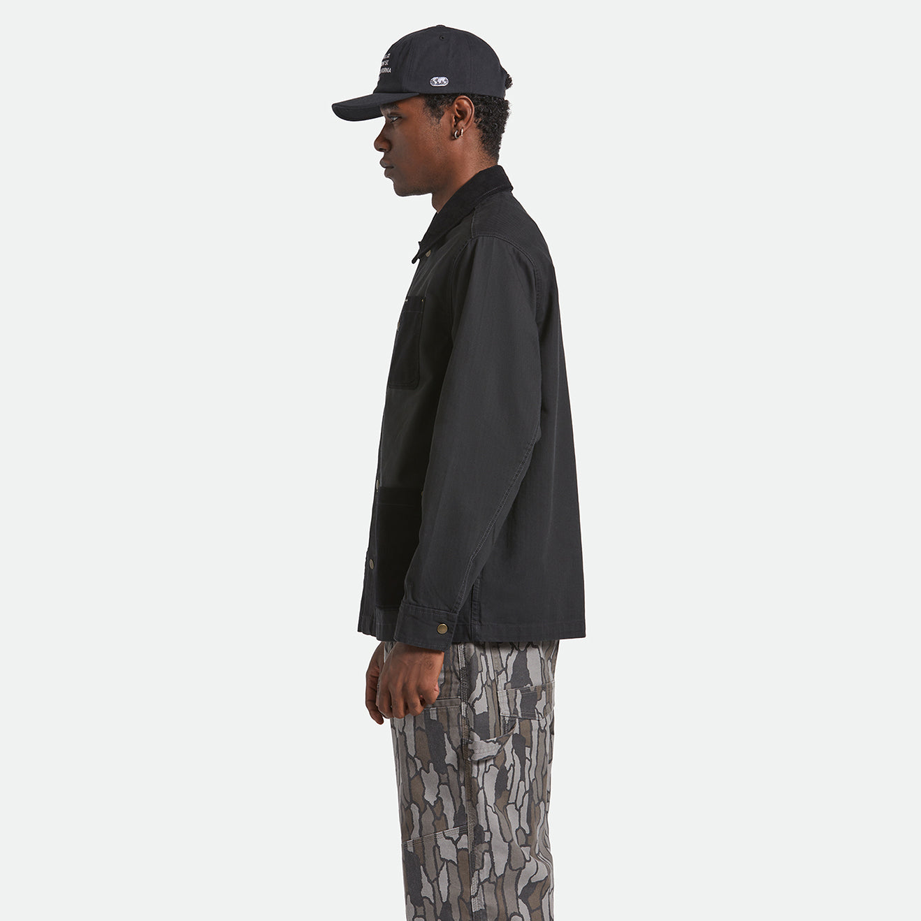 HERRINGBONE LW CHORE COAT - BLACK HERRINGBONE