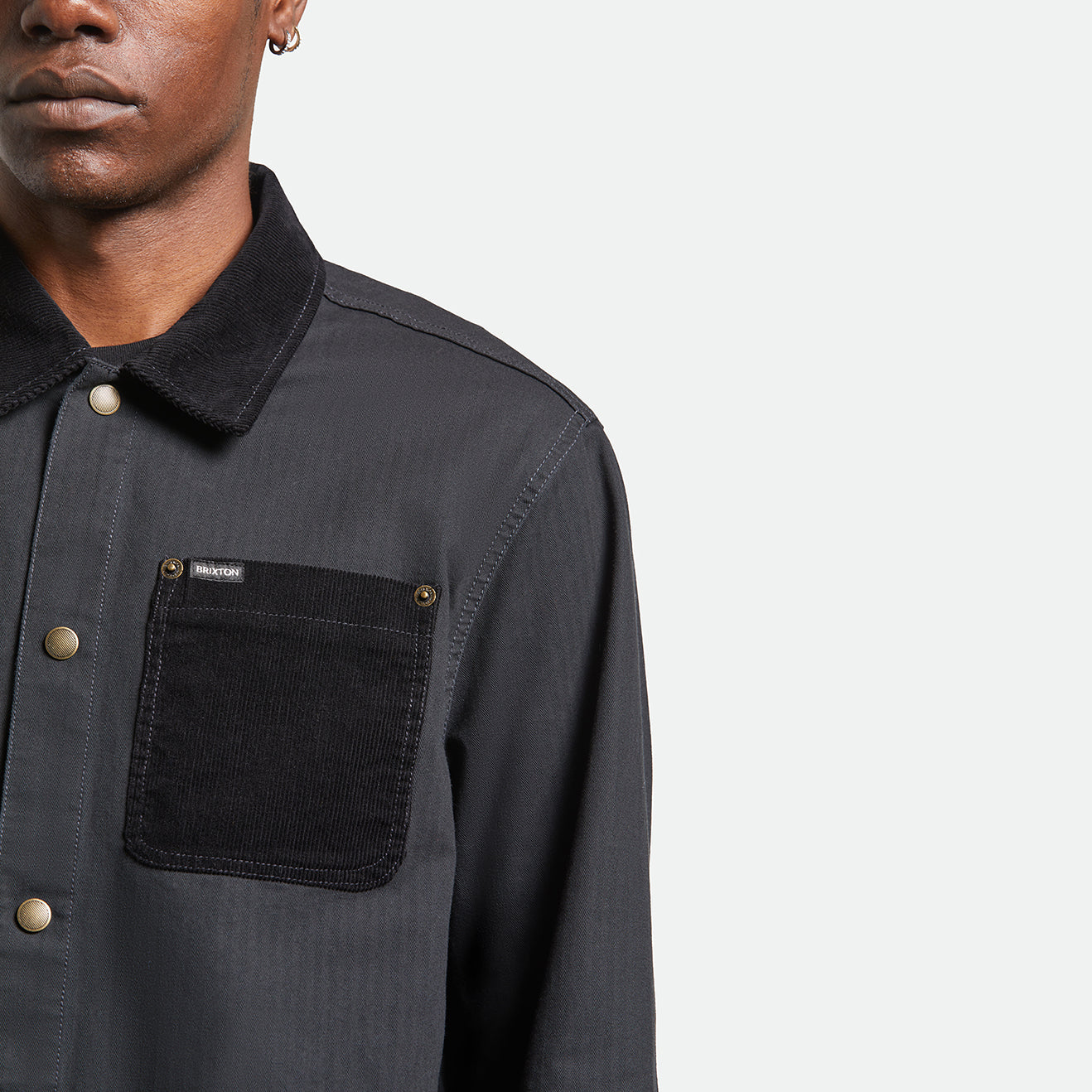 HERRINGBONE LW CHORE COAT - BLACK HERRINGBONE