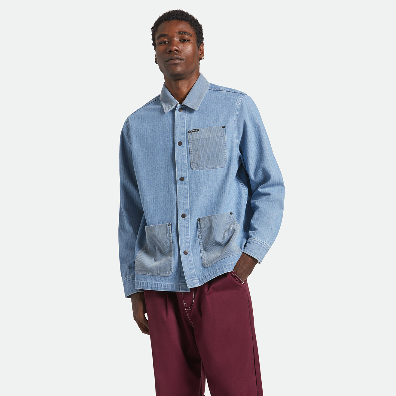HERRINGBONE LW CHORE COAT - LIGHT WASH DENIM HERRINGBONE