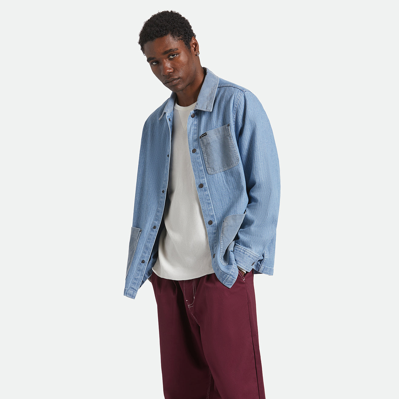 HERRINGBONE LW CHORE COAT - LIGHT WASH DENIM HERRINGBONE