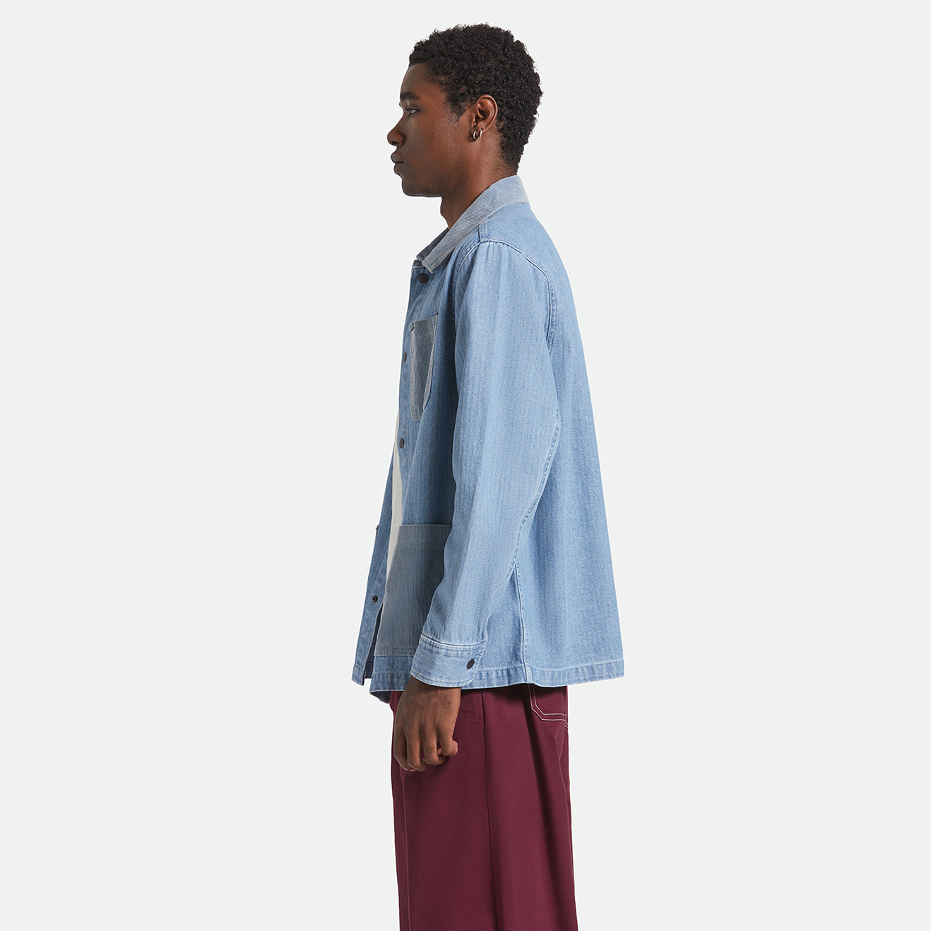 HERRINGBONE LW CHORE COAT - LIGHT WASH DENIM HERRINGBONE