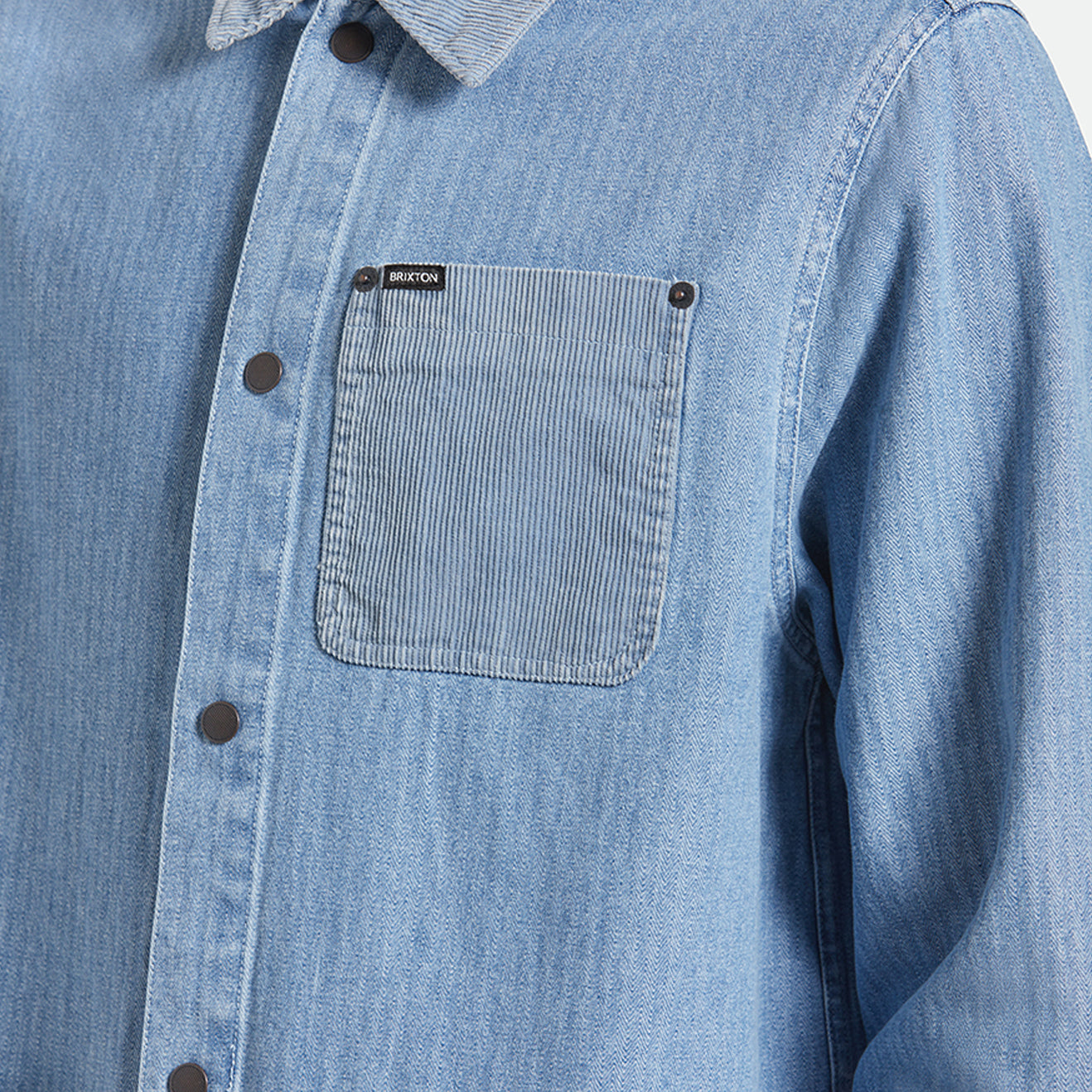 HERRINGBONE LW CHORE COAT - LIGHT WASH DENIM HERRINGBONE