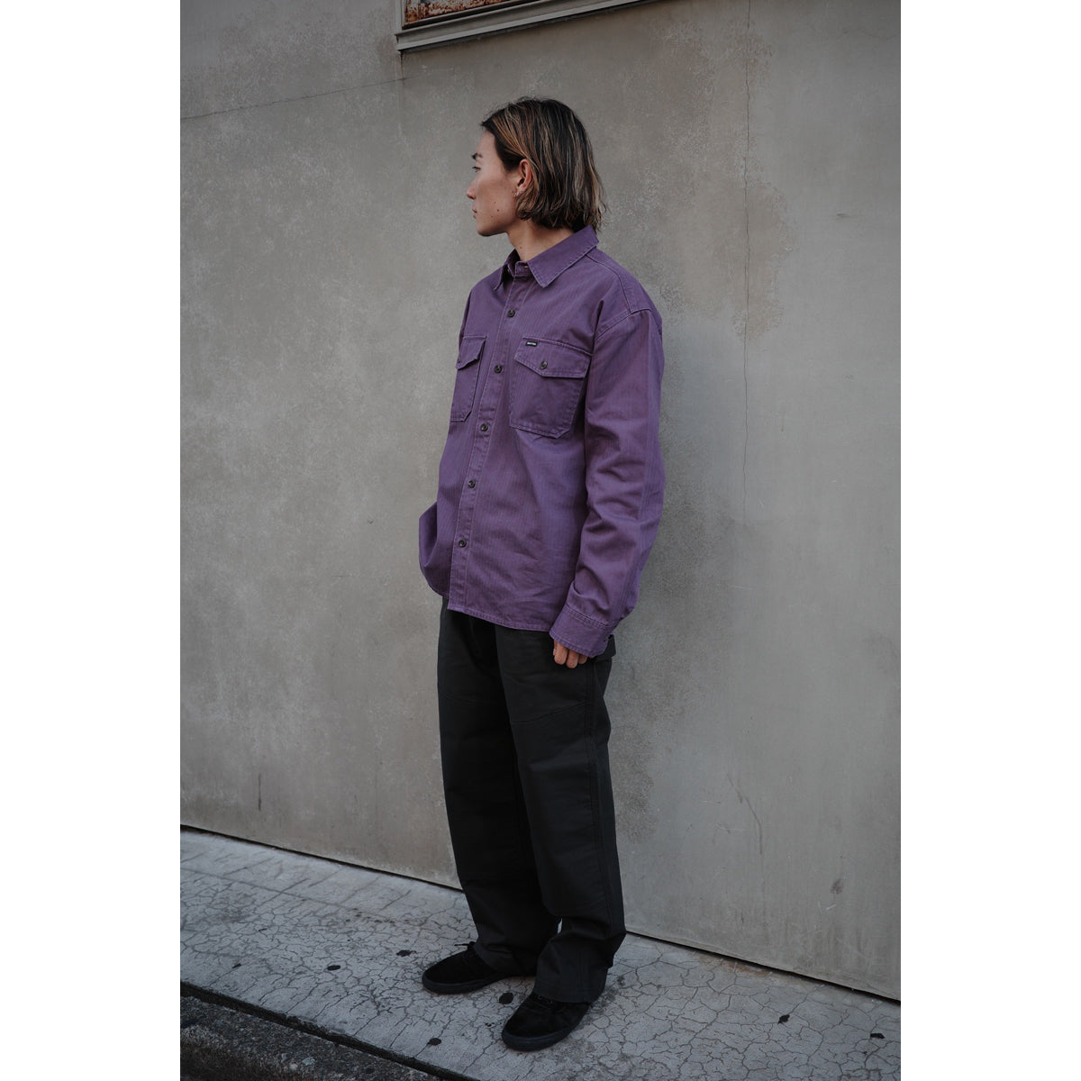 HERRINGBONE LW RELAXED OVERSHIRT - PUNK PURPLE HERRINGBONE