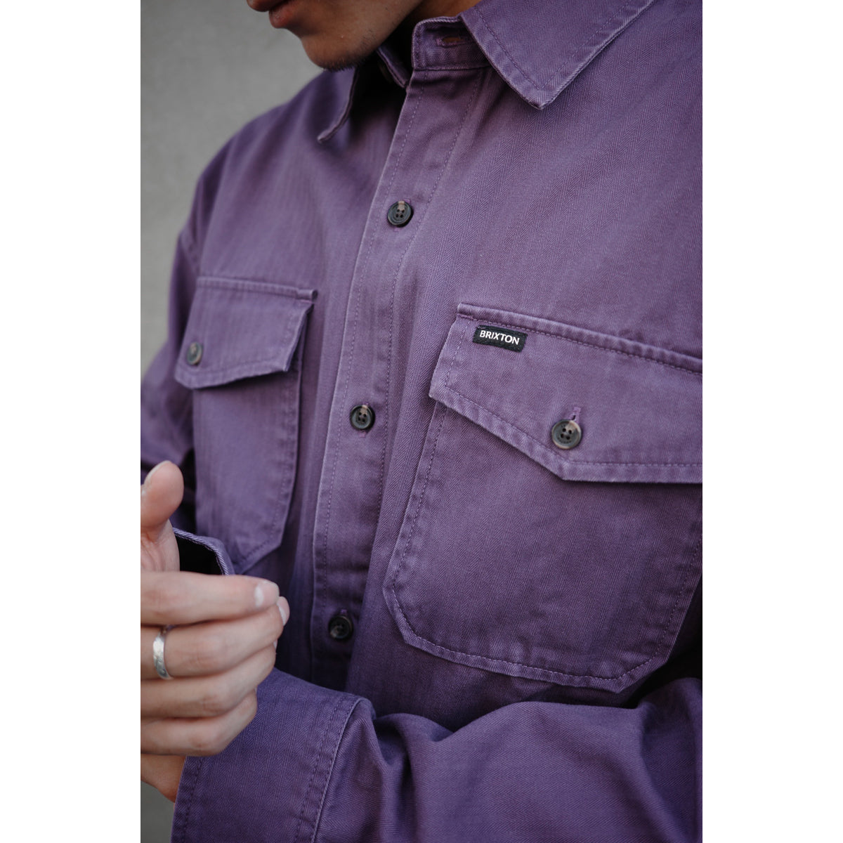 HERRINGBONE LW RELAXED OVERSHIRT - PUNK PURPLE HERRINGBONE