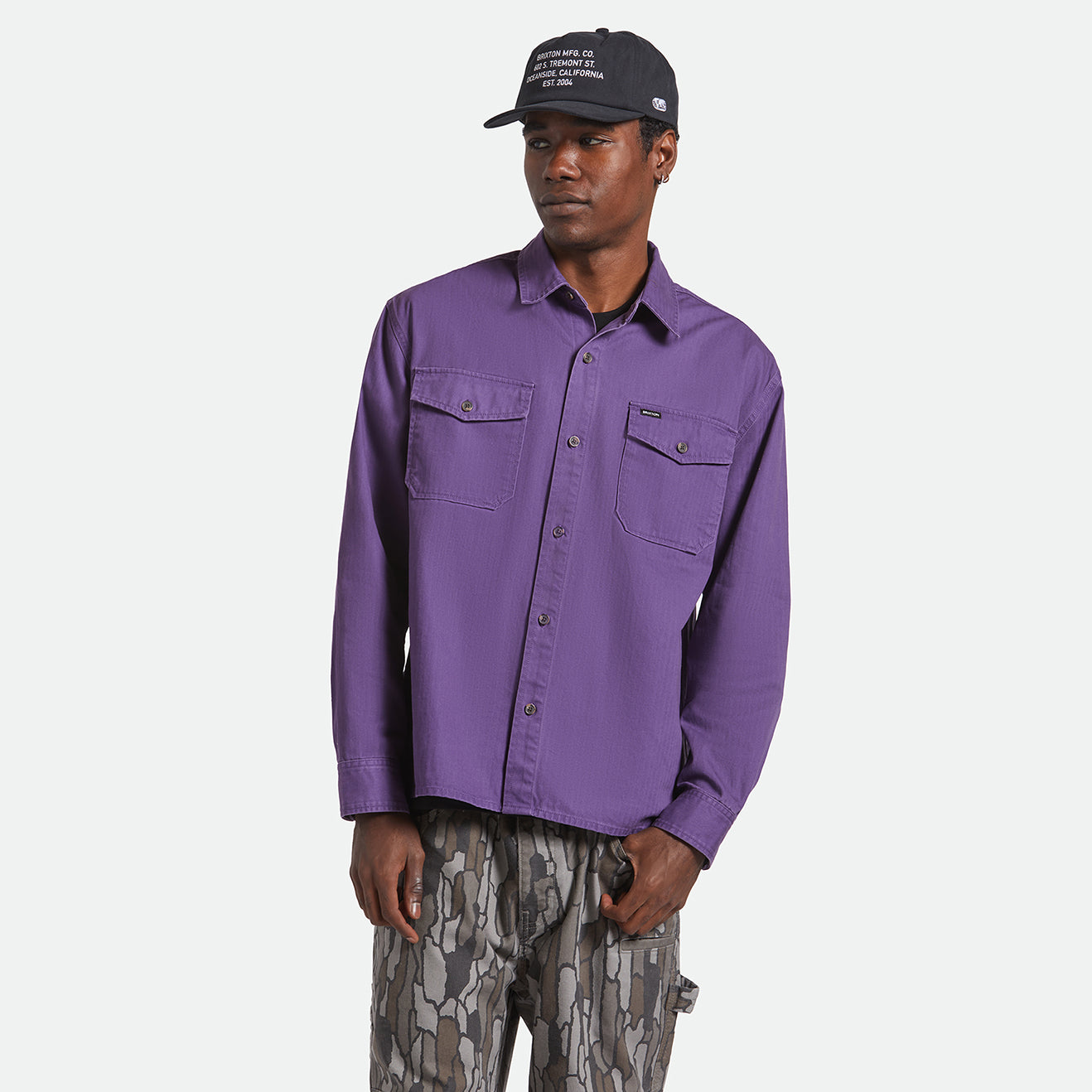 HERRINGBONE LW RELAXED OVERSHIRT - PUNK PURPLE HERRINGBONE