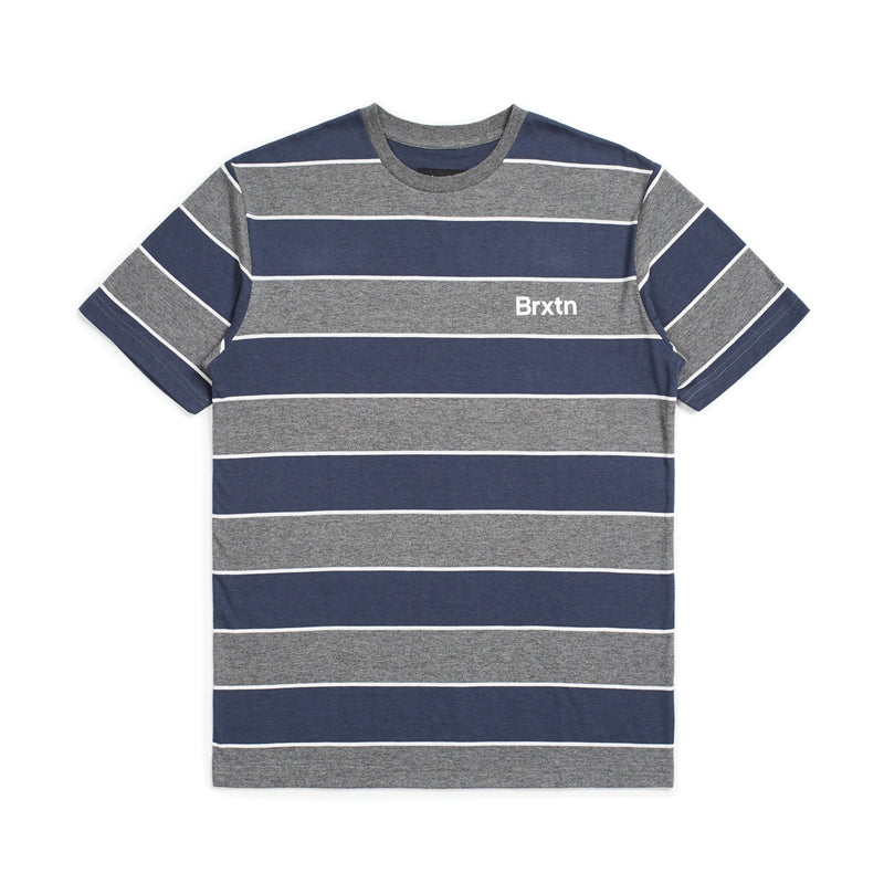 HILT PRINT S/S KNIT - HEATHER GREY/WASHED NAVY