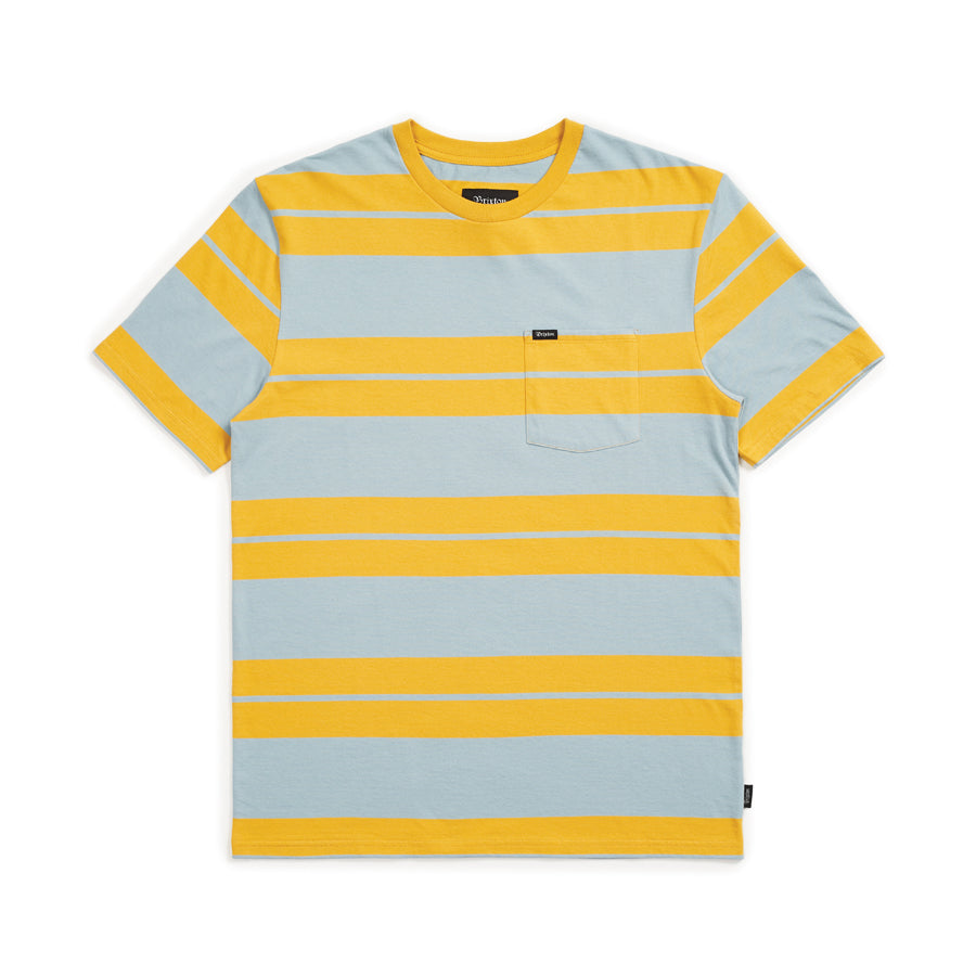 HILT S/S PKT KNIT - GOLD/LIGHT BLUE