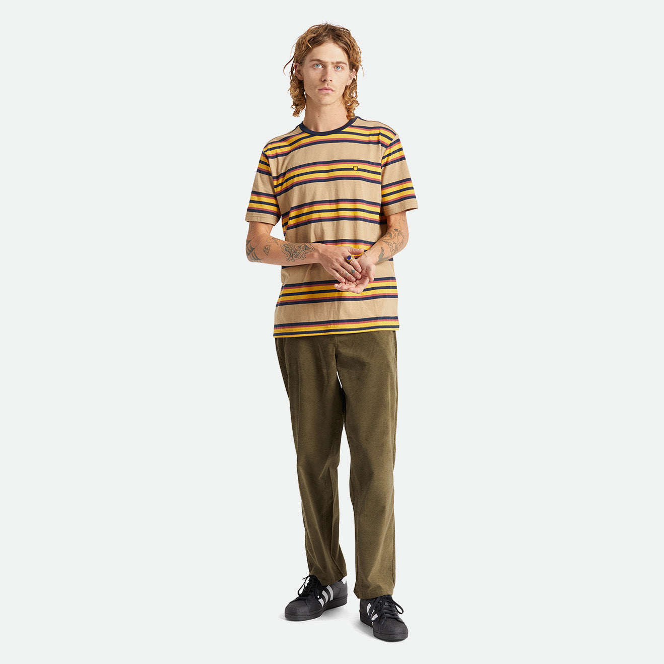 HILT SHIELD S/S KNIT-TAN/GOLDEN GLOW/NAVY