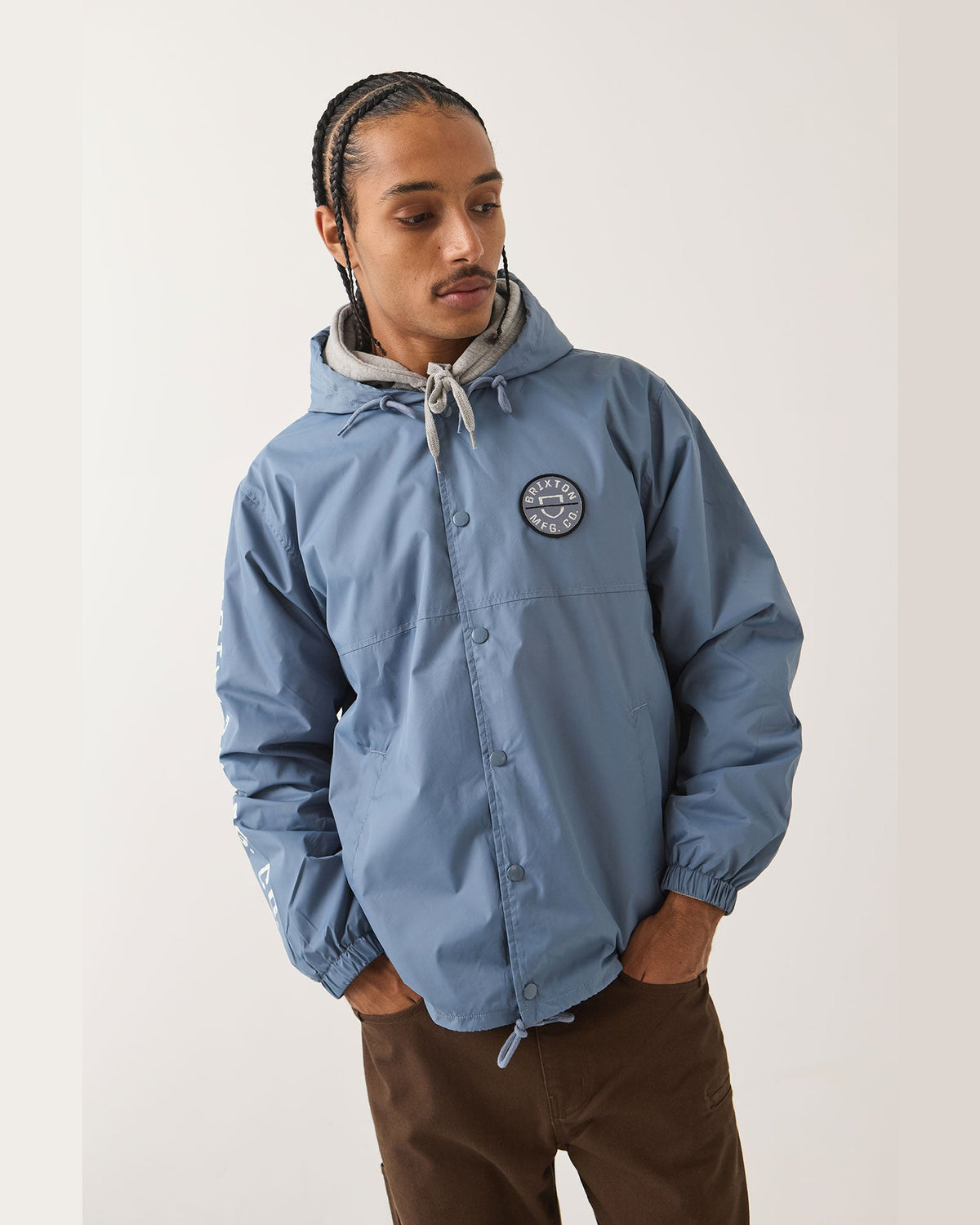 HOODED CLAXTON LW JACKET - SLATE BLUE