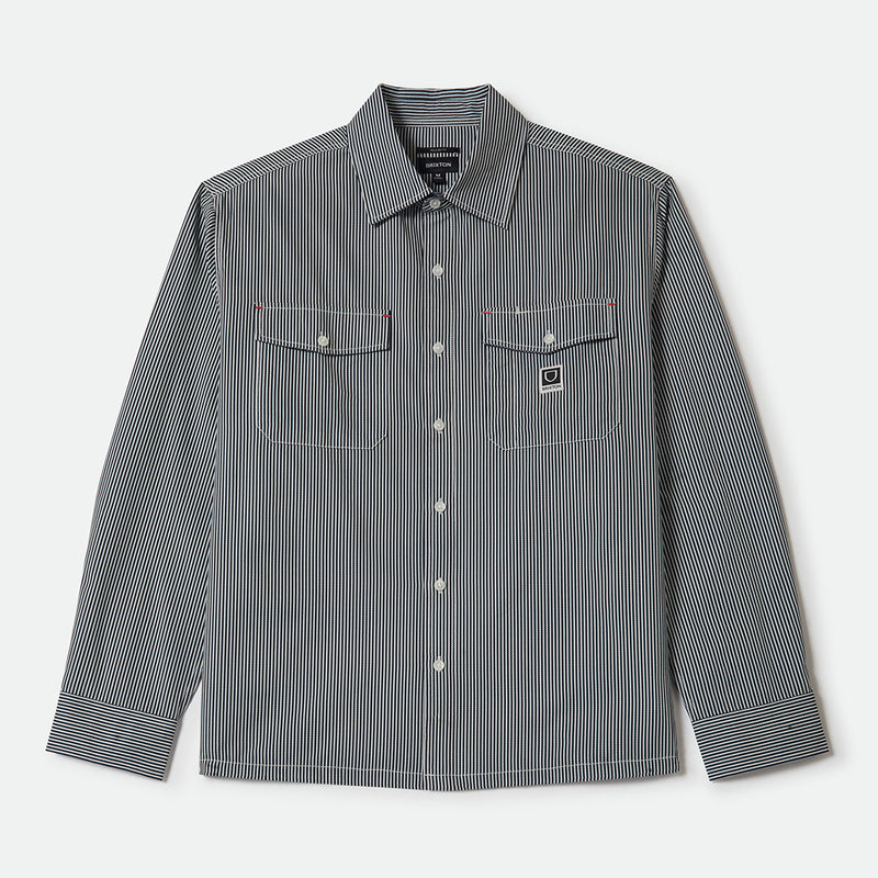 JOURNEY LW L/S WVN - NAVY/WHITE STRIPE