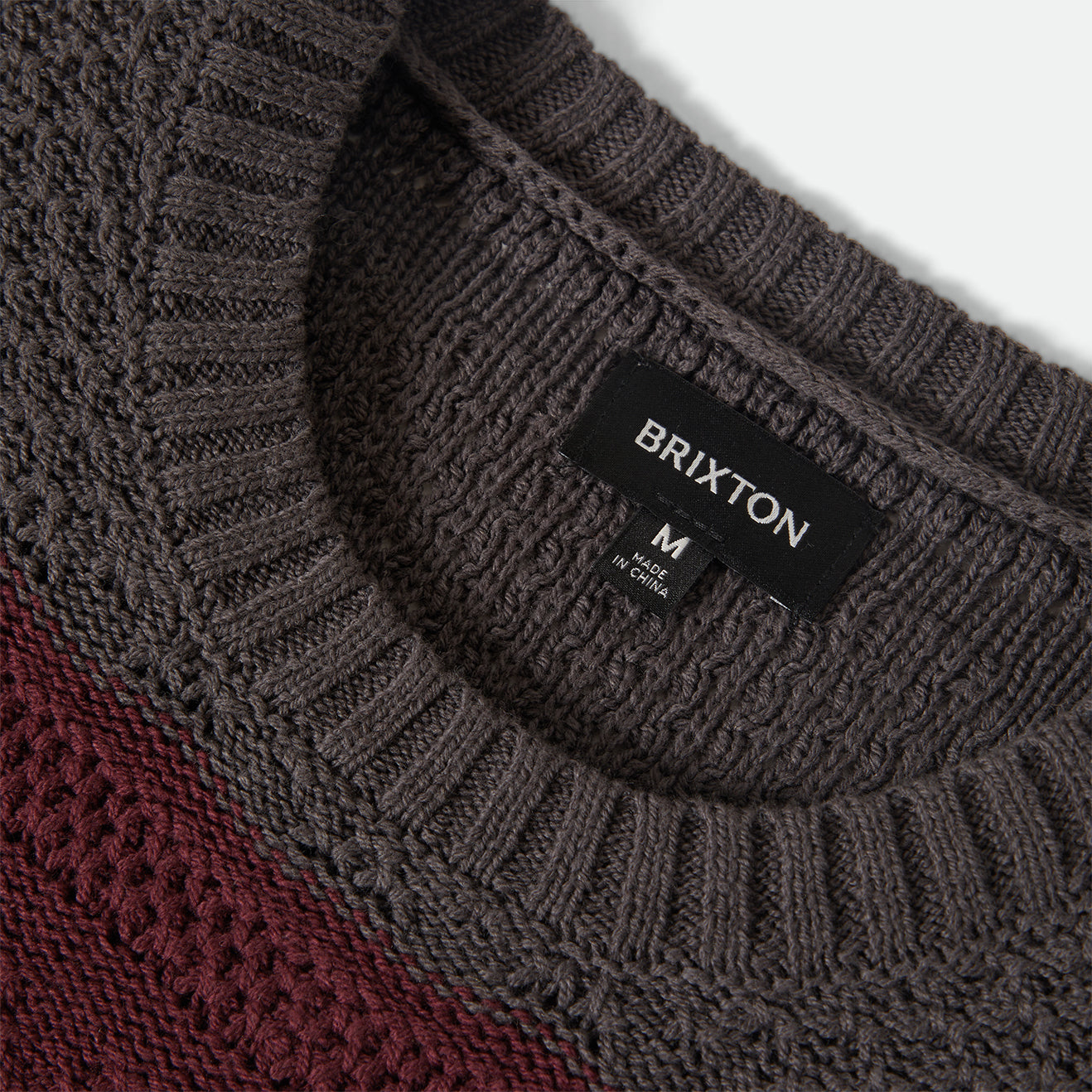 MIDNIGHT CREW SWEATER - BLACK/PORT STRIPE