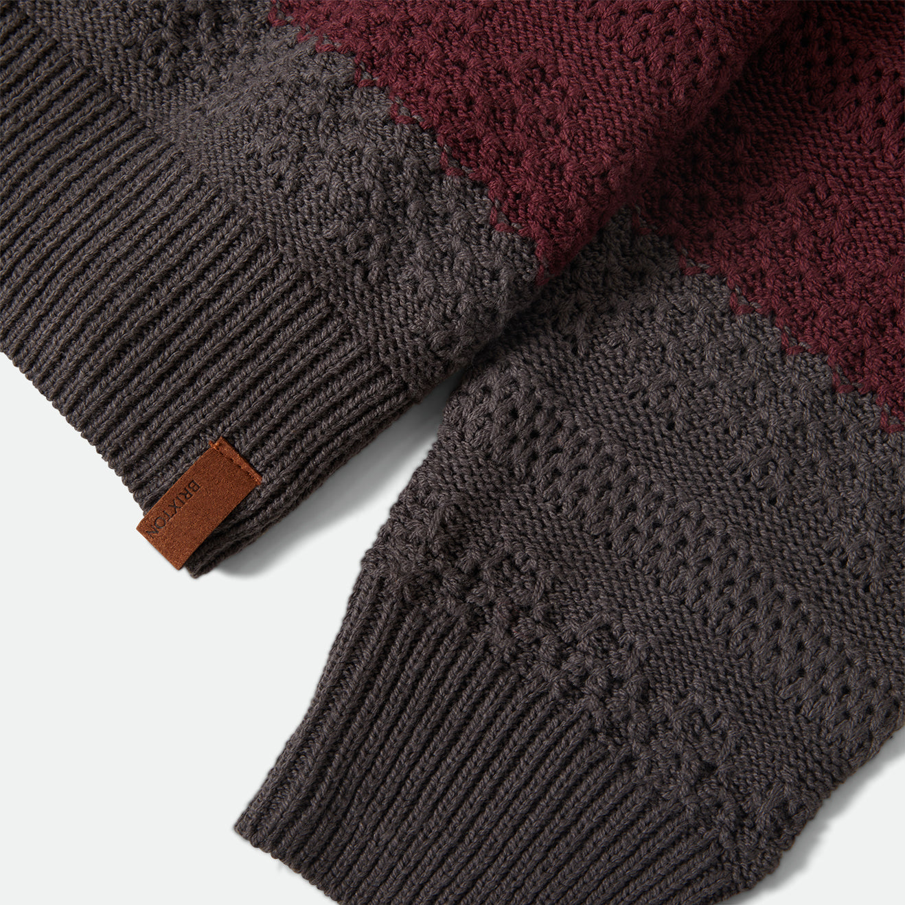 MIDNIGHT CREW SWEATER - BLACK/PORT STRIPE