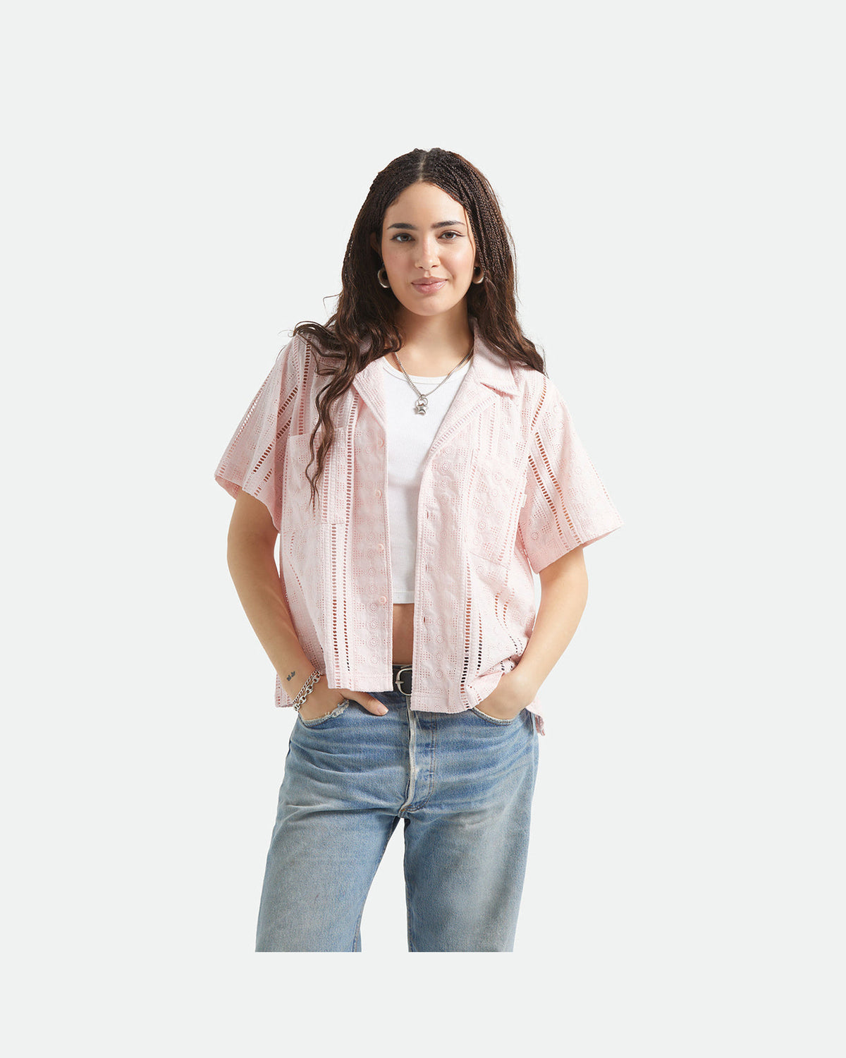 PARADISE LOUNGE S/S WOVEN - CHALK PINK