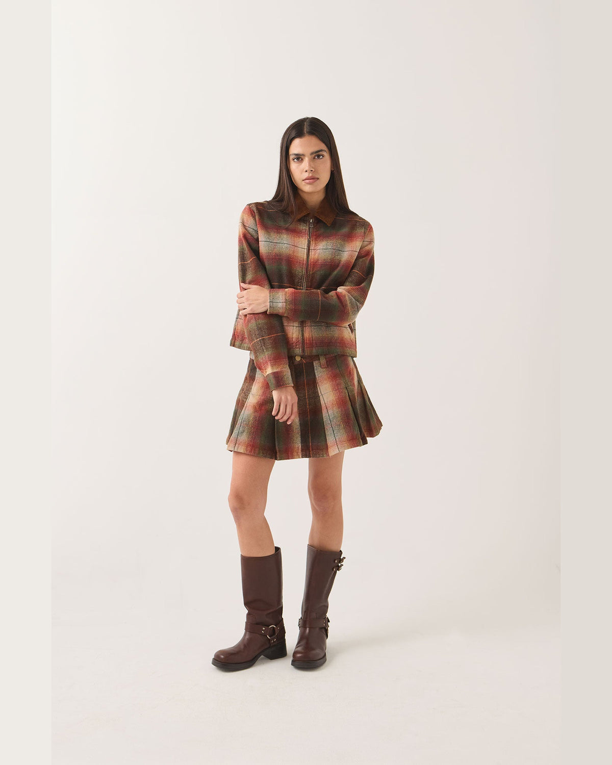 PLEATED MINI SKIRT - MULTI SHADOW