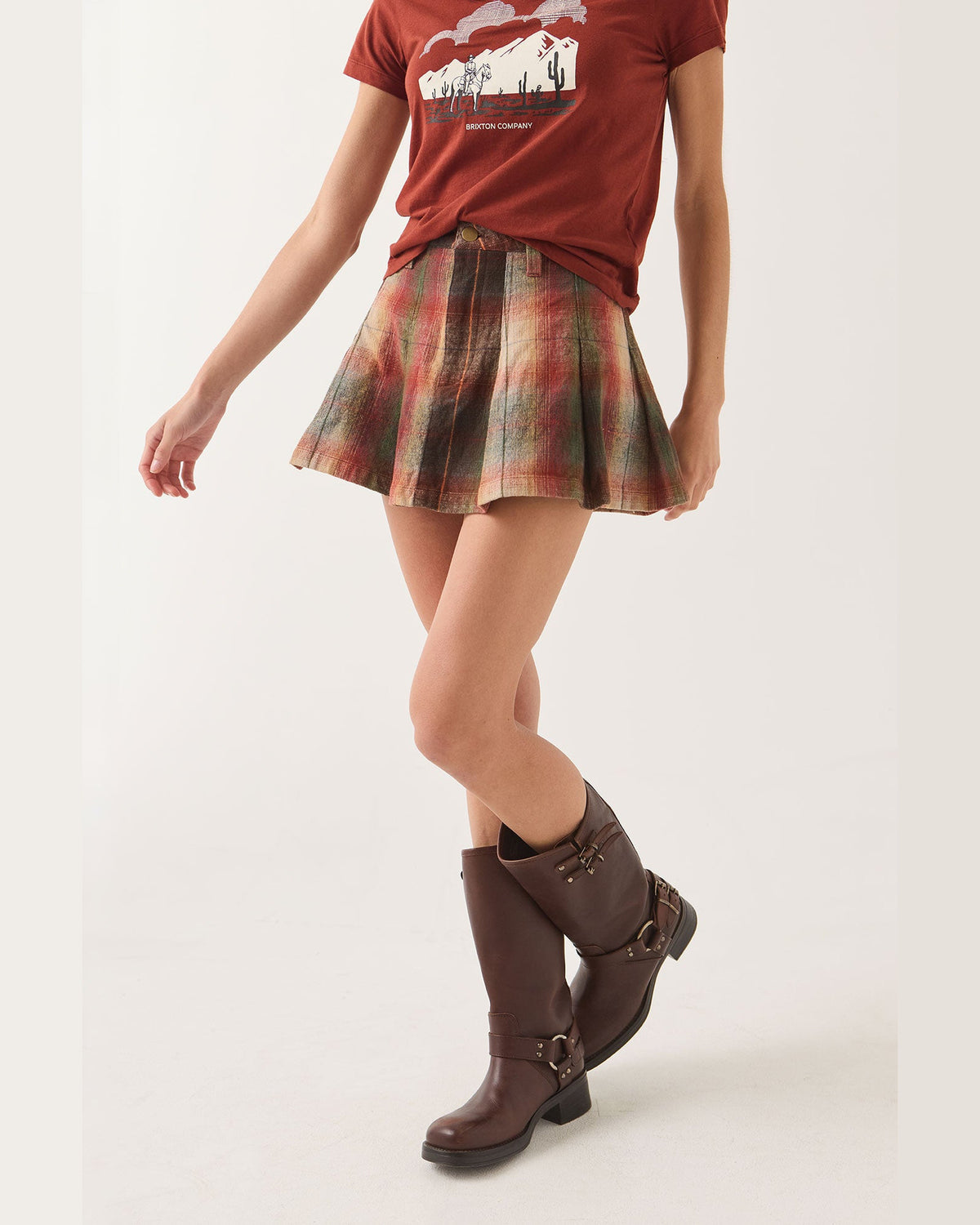 PLEATED MINI SKIRT - MULTI SHADOW