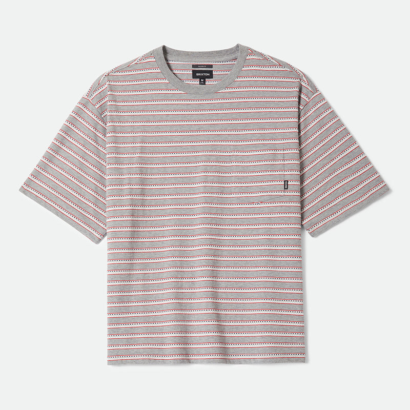 POOLSIDE PIQUE BOX CROP TEE - HEATHER GREY