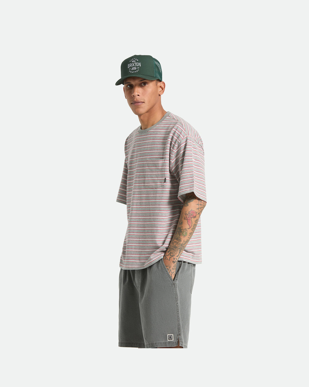 POOLSIDE PIQUE BOX CROP TEE - HEATHER GREY