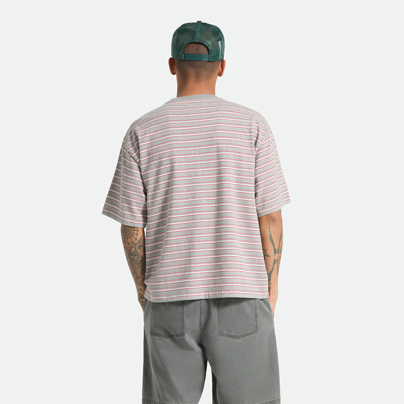 POOLSIDE PIQUE BOX CROP TEE - HEATHER GREY