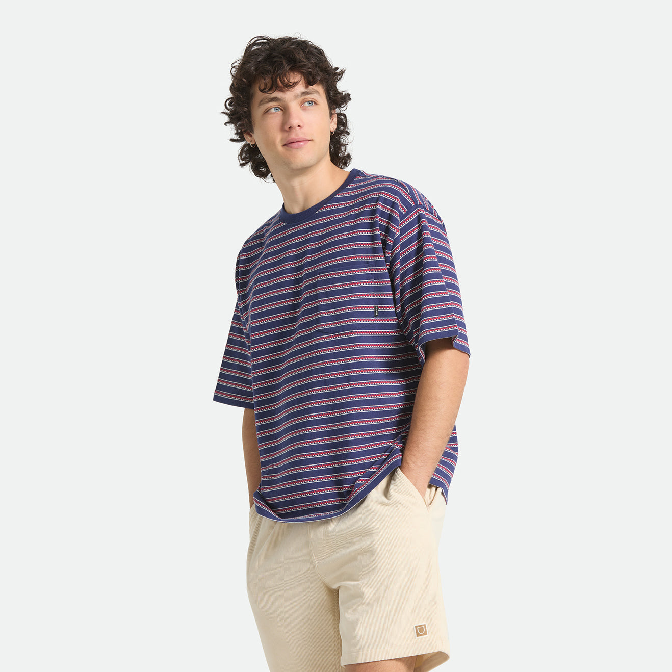 POOLSIDE PIQUE BOX CROP TEE - WASHED NAVY