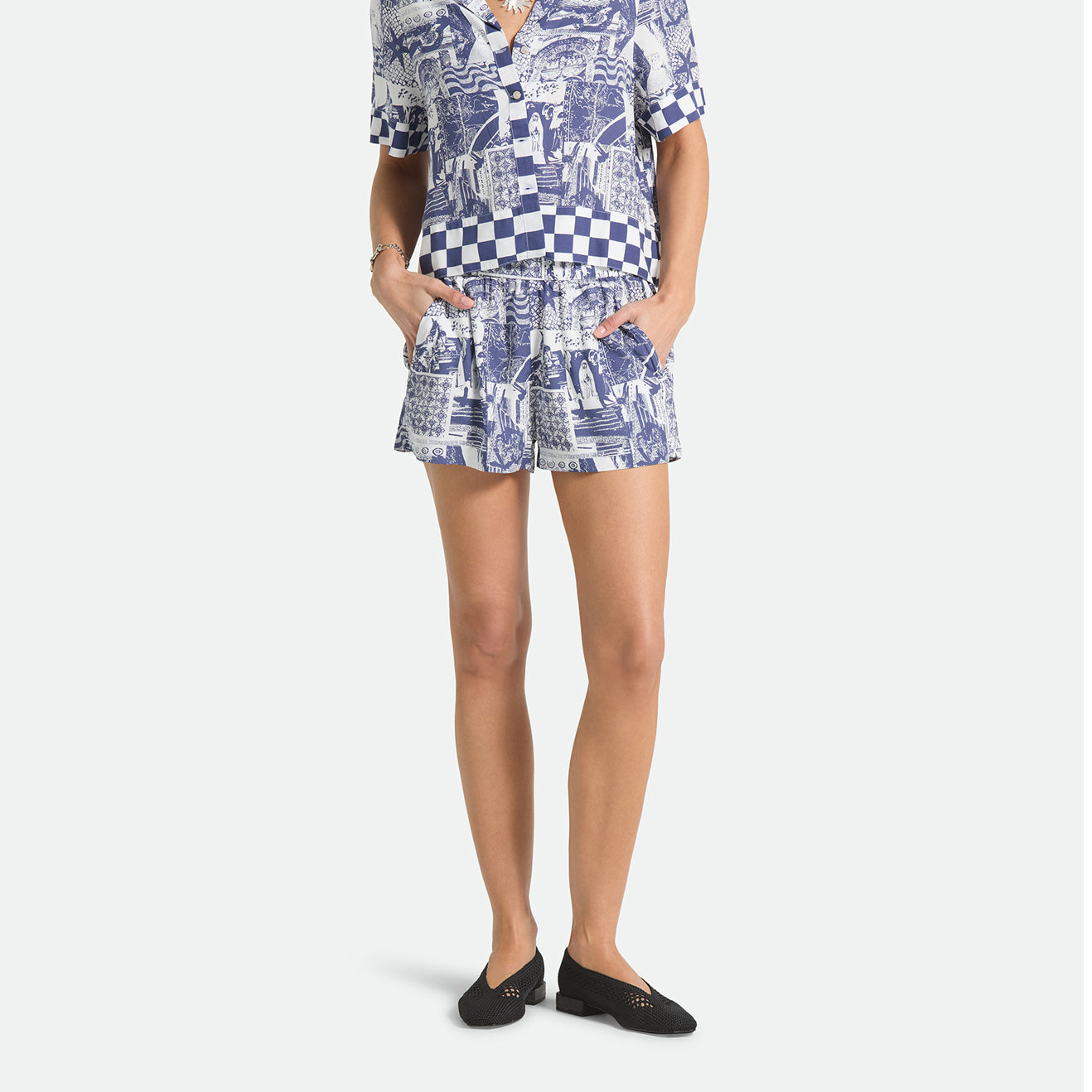 POST PLAYA E-WAIST SHORT - NAVY/WHITE COLLAGE