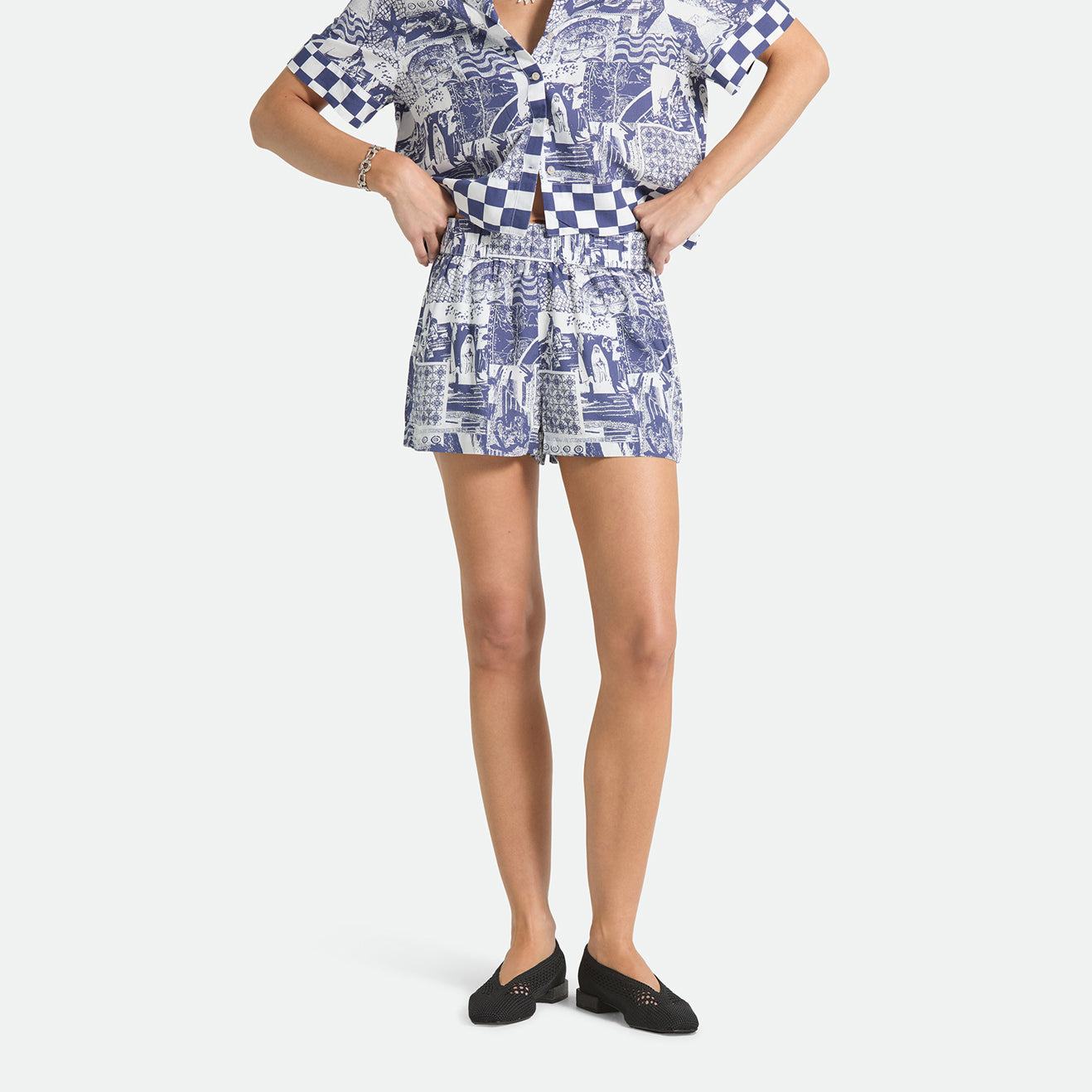 POST PLAYA E-WAIST SHORT - NAVY/WHITE COLLAGE