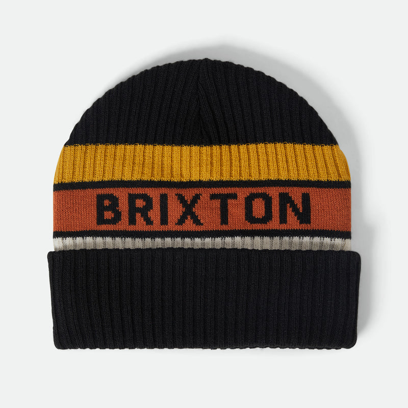 RAINIER STRIPED BEANIE - BLACK/YELLOW/ORANGE