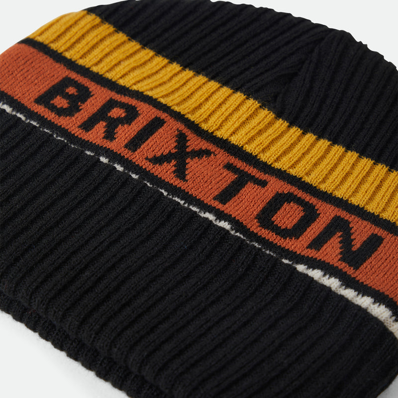 RAINIER STRIPED BEANIE - BLACK/YELLOW/ORANGE