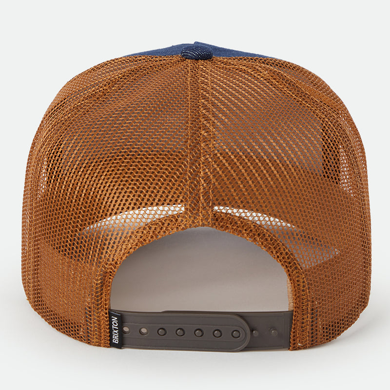 REEVES TRUCKER HAT - WASHED DENIM/CARAMEL