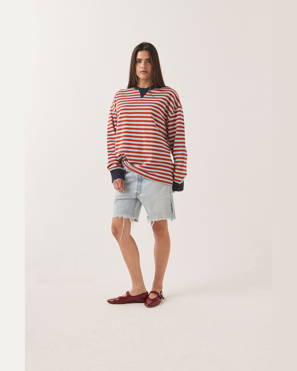 RETRO LONG SLEEVE CREW - SEA GRASS/RUST