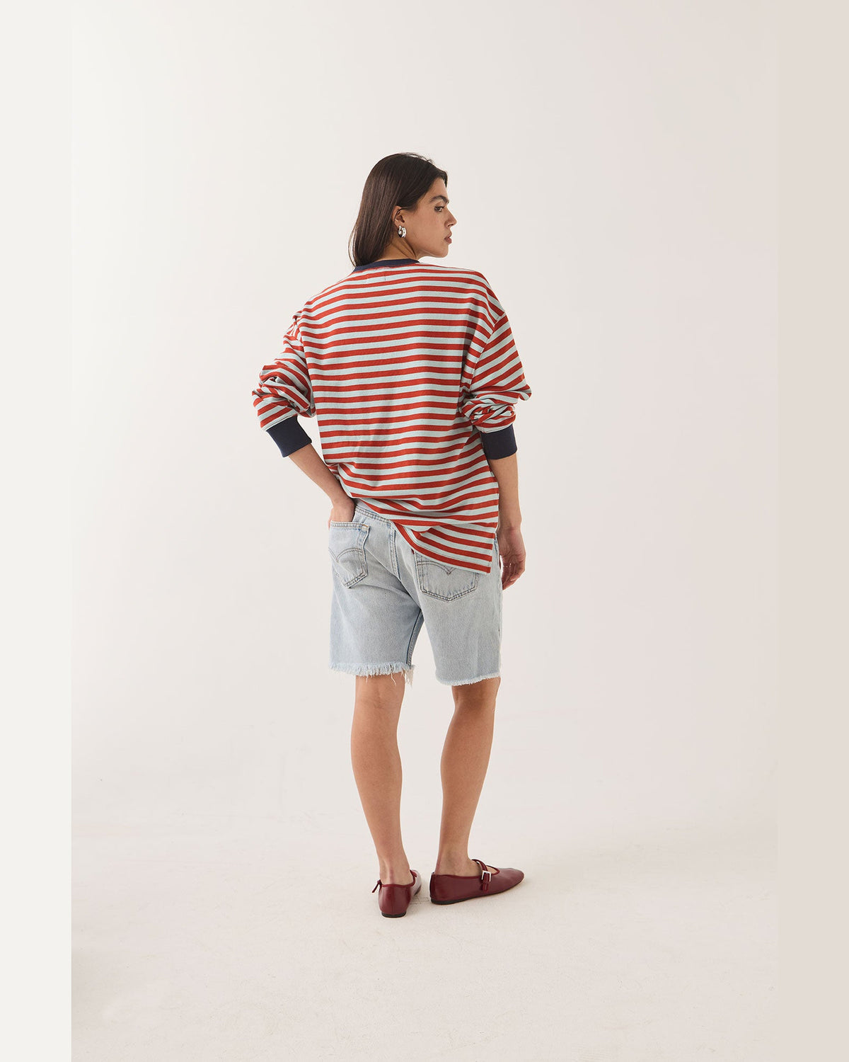 RETRO LONG SLEEVE CREW - SEA GRASS/RUST