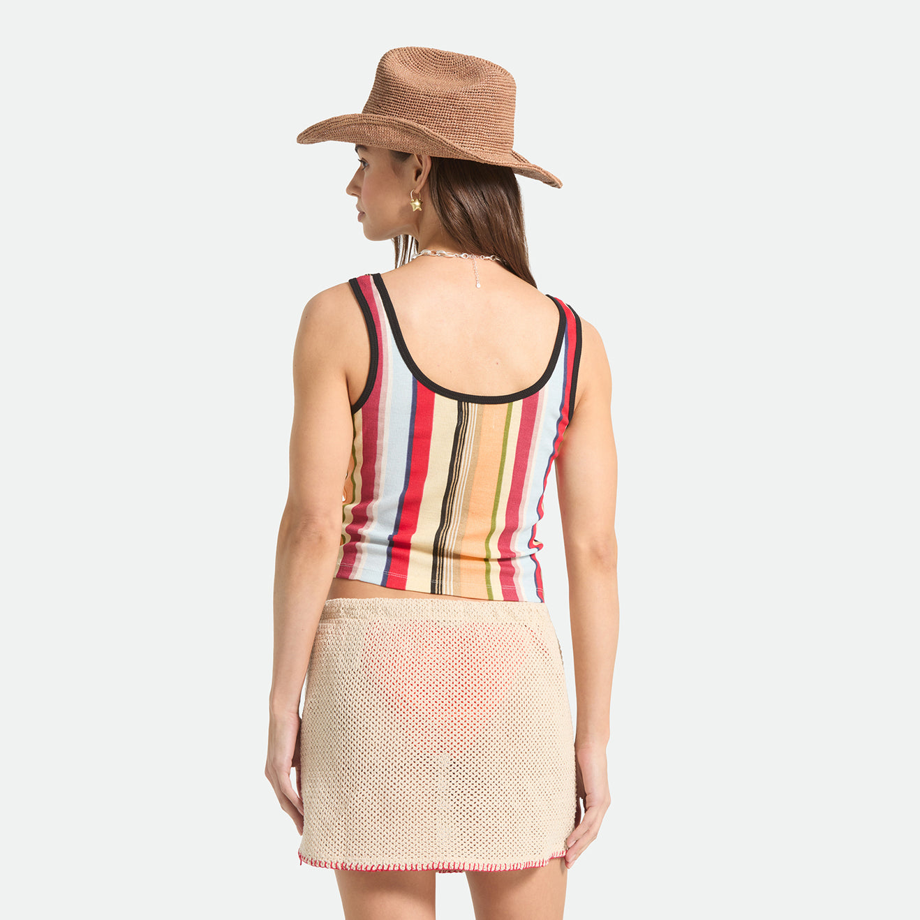 RINGER ORGANIC A-TANK - PEACH COBBLER MULTI STRIPE